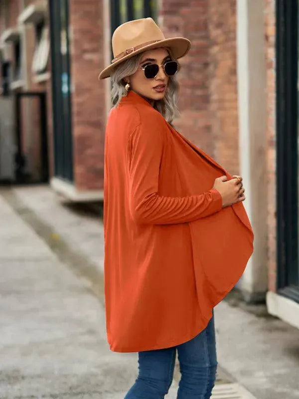 Women's Solid Color Loose Fit Cardigan Sweater - Lightweight Knit Open Front Long Sleeve Cover Up for Casual Wear, Office, and Layering