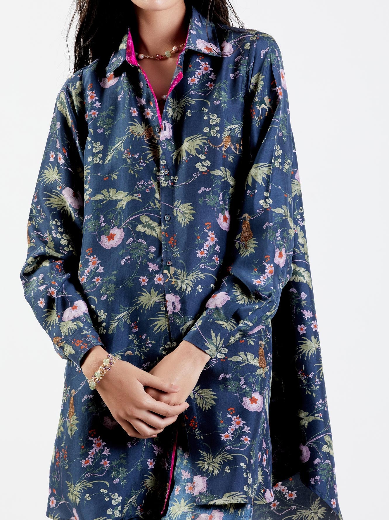 Luxury Oversized Silk Twirt for Women - Soft Twill Fabric in Midnight Blue - Perfect for Casual Wear, Office Outfits & Evening Events