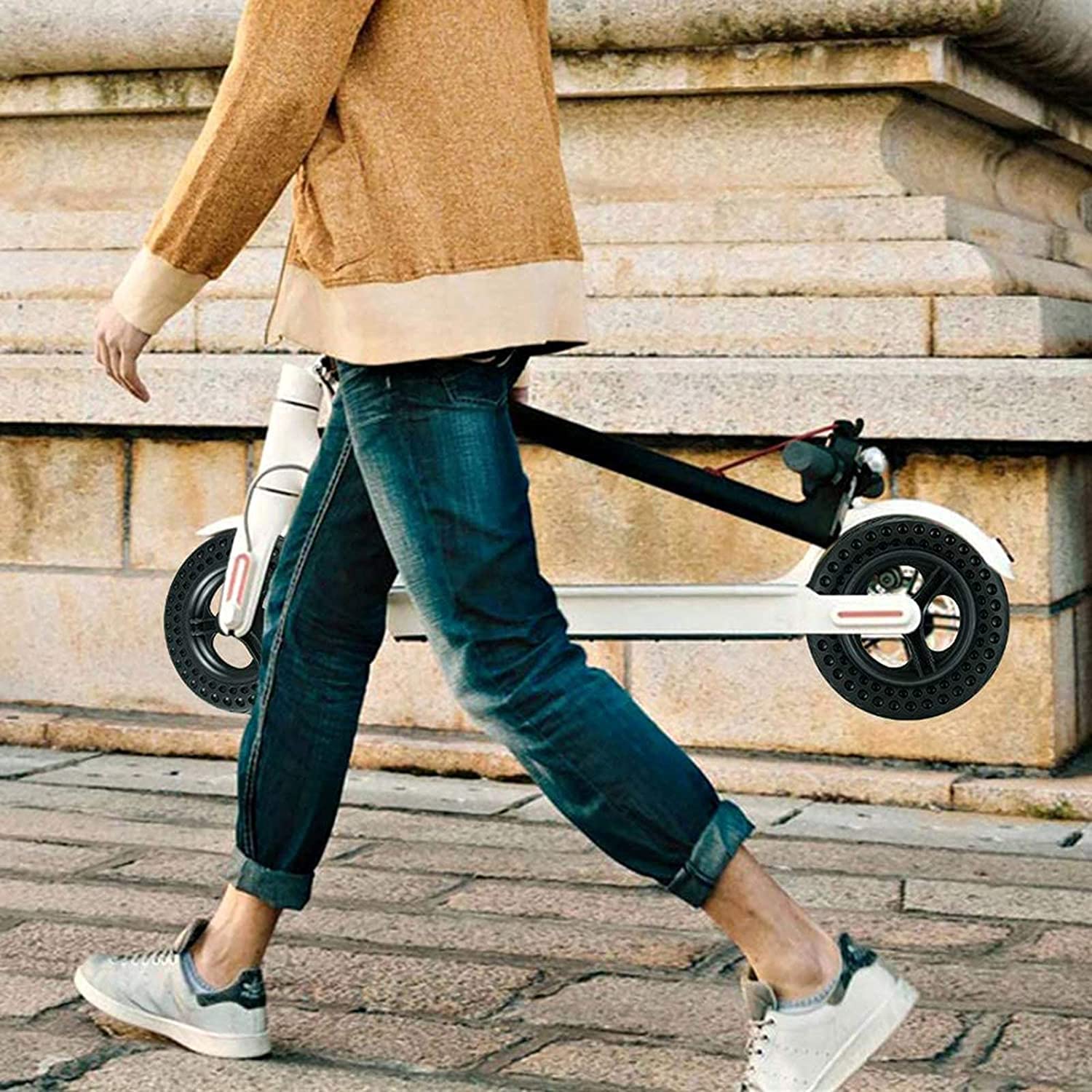 10 Inch Solid Honeycomb Tire for Electric Scooter - Non-Pneumatic Black Hollow Tire Replacement for E-Scooter Parts - Perfect for Commuting, Urban Travel & Last-Mile Transportation