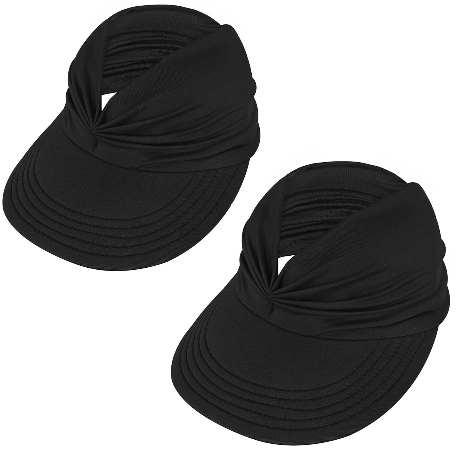 Women's UV Protection Wide Brim Sun Hat with Ponytail Hole - Summer Golf Beach Visor Hat for Outdoor Activities, Gardening, Travel & Vacations