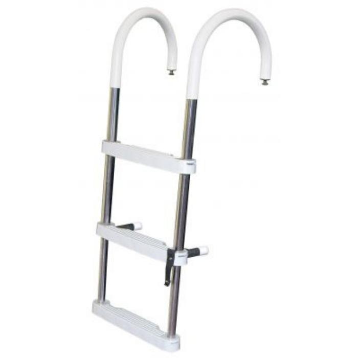 JIF Marine DUF Telescoping Pontoon Ladder - Adjustable Boat Ladder for Easy Water Access | Perfect for Swimming, Fishing & Water Sports | Durable Aluminum Construction for Pontoon Boats
