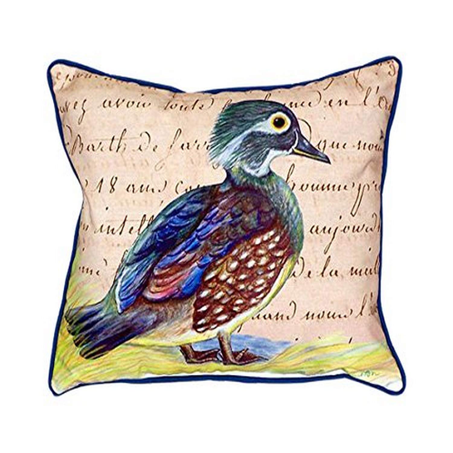 Betsy Drake Female Wood Duck Script Indoor/Outdoor Decorative Pillow 20x24 Inches - Perfect for Living Room Sofa, Bedroom Decor & Patio Furniture