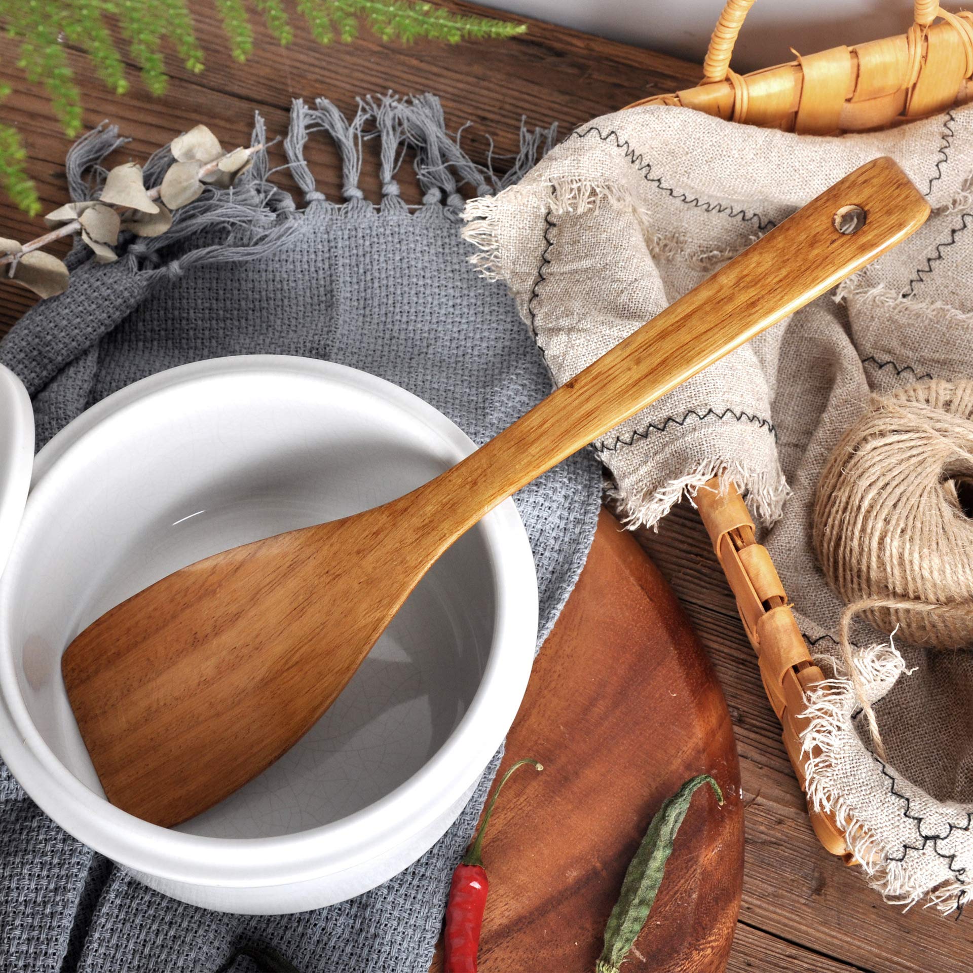 **Premium Wooden Kitchen Utensil Set - 4-Piece Handcrafted Spatula, Slotted Turner, Soup Ladle & Long Handle Tools for Cooking, Baking & Serving | Eco-Friendly & Durable Cookware Essentials**    *(Ideal for Home Chefs, Camping, BBQ, Restaurants & Everyday Kitchen Use)*