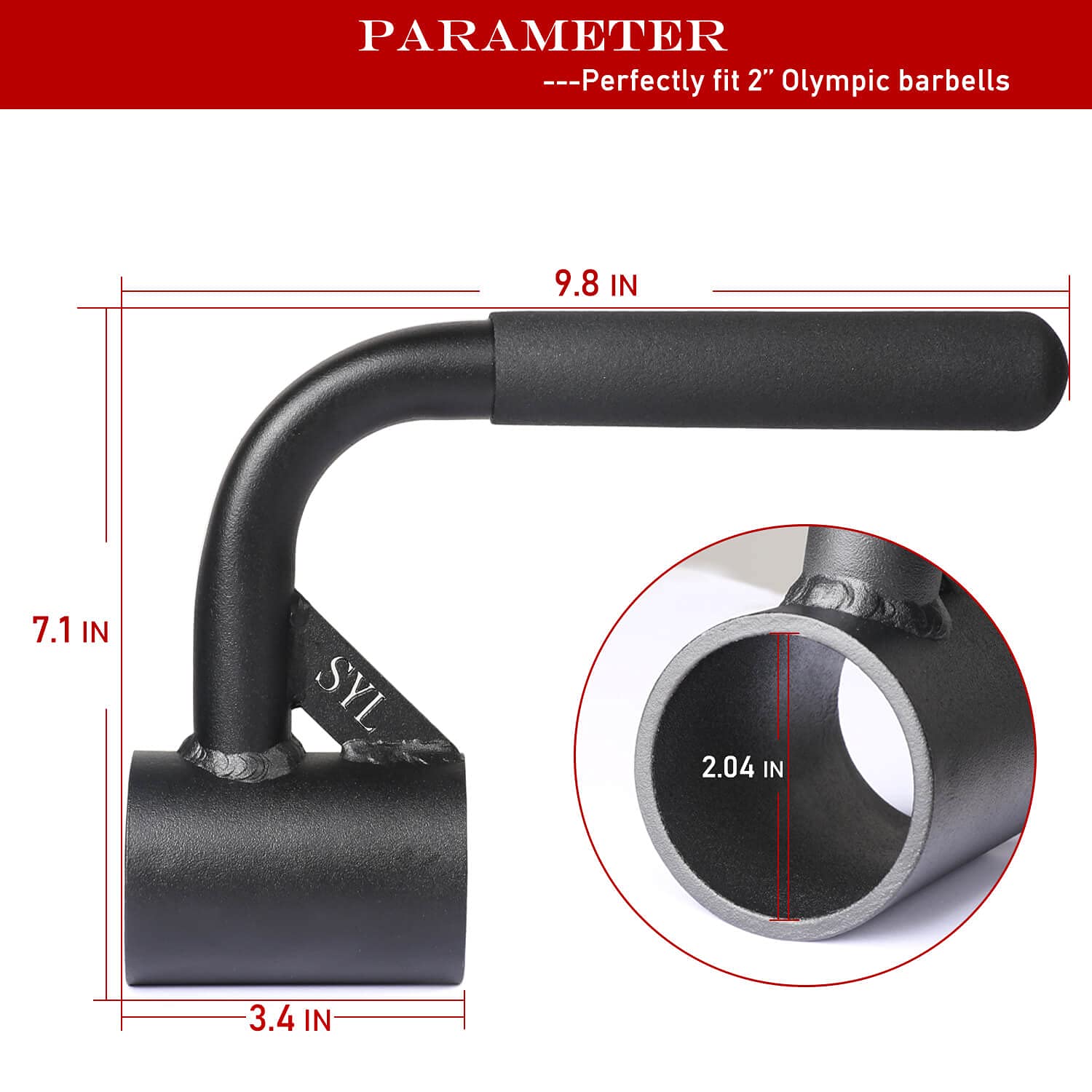 SYL Fitness Single Arm Landmine Handle for 2 Inch Olympic Barbell - T Bar Row Attachment for Home Gym & Strength Training - Perfect for Shoulder Press, Squats & Deadlifts