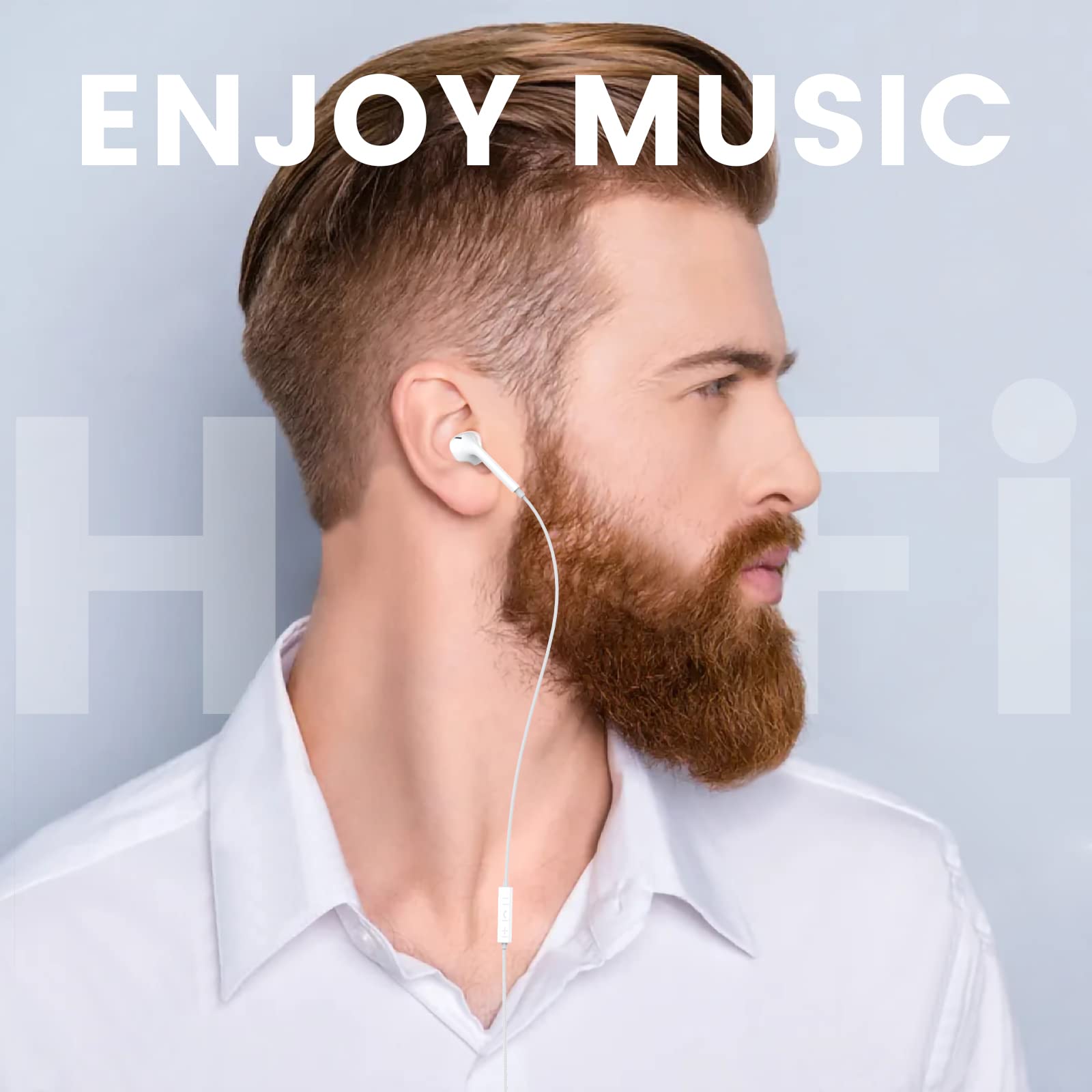 MOSWAG USB C Wired Earbuds with Microphone & Volume Control - Noise Isolating In-Ear Headphones Compatible with iPhone 16/15 Pro Max/Plus, iPad Pro/Air, Samsung Galaxy S24/S23 Ultra/S22/S21, Google Pixel 8/7, OnePlus - Perfect for Gaming, Workouts & Commuting