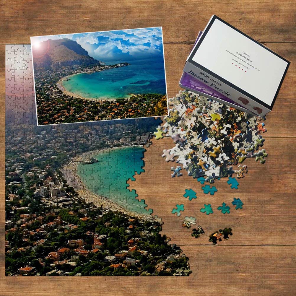 1000-Piece Italy Jigsaw Puzzle - Stunning Mondello Palermo Sicily Landscape - Wooden Travel Souvenir & Home Decor Gift for Puzzle Lovers & Travel Enthusiasts | Perfect for Family Game Nights, Stress Relief & Wall Art Display