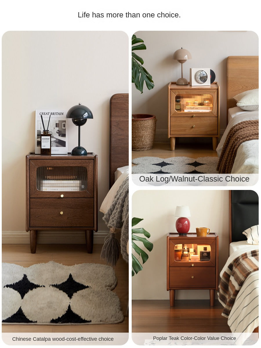 Solid Black Walnut Nightstand - Ultra Narrow Bedside Table with Calpa Wood - Perfect for Small Spaces, Apartments & Modern Bedrooms
