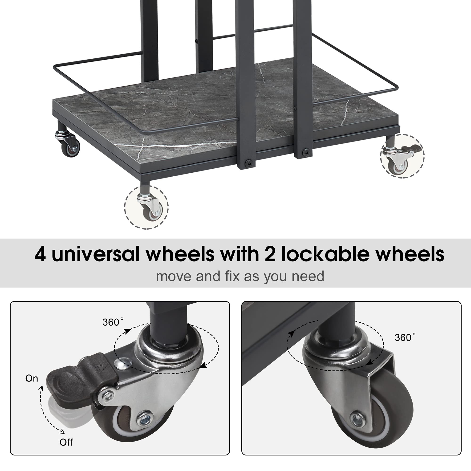 BarberPub Heavy-Duty Rolling Utility Cart - Metal Manicure Trolley with Wheels, Multi-Purpose Storage Rack for Salon, Barber Shop & Home Organization (Grey, Model 2033) - Perfect for Nail Tools, Hair Styling Equipment & Beauty Supplies Storage