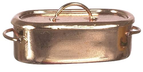 Copper Fish Poacher Miniature - Handcrafted Dollhouse Kitchen Accessory for Miniature Cooking & Collectible Display