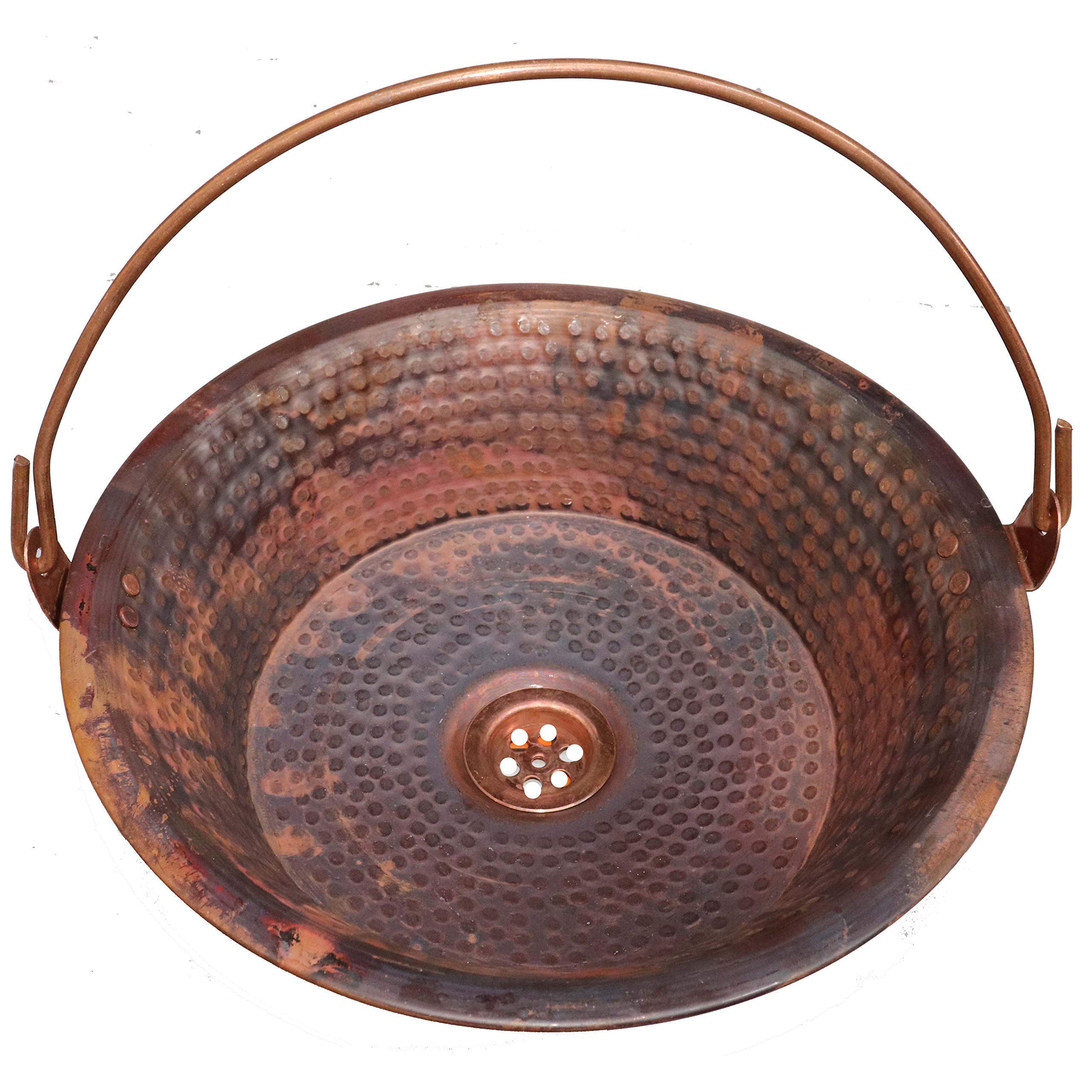 Rustic Copper Panning Vessel - Handcrafted Bathroom Sink Bucket for Farmhouse & Vintage Decor | Perfect for Rustic Bathrooms, Vanities, and Outdoor Wash Stations