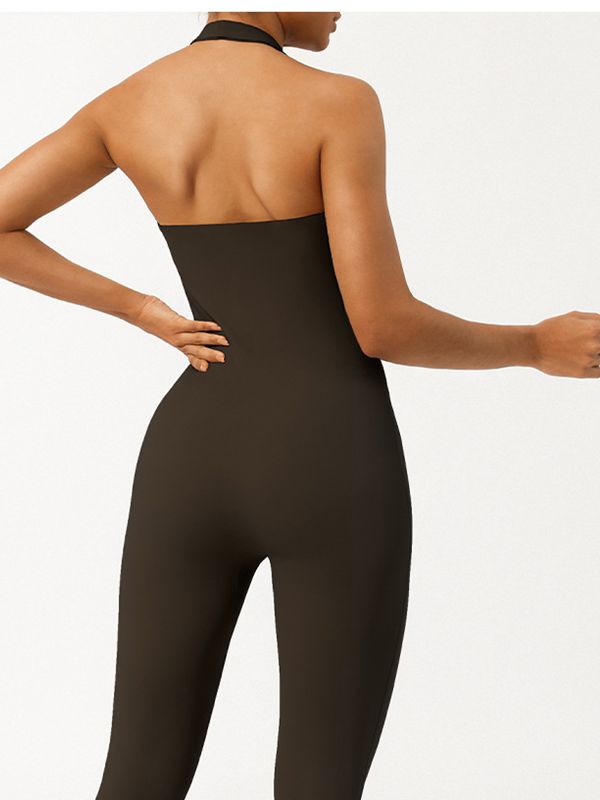 ZASUWA Women's Sexy U Neck Halter Jumpsuit with Scrunch Bum - Perfect for Beach, Party & Night Out