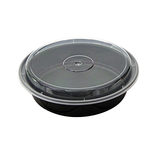 Pactiv Evergreen Newspring VERSAtainer 24 oz Microwavable Food Storage Containers - 7 x 7 x 2.38 Inches, Black/Clear Plastic, 150-Pack - Perfect for Meal Prep, Leftovers & Restaurant Takeout