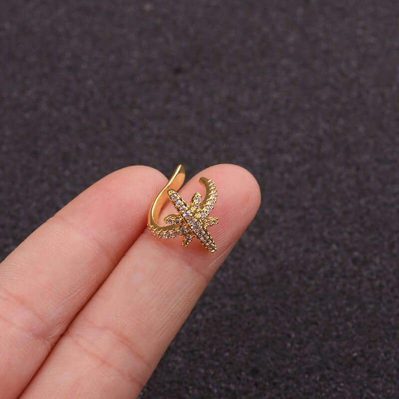 18K Gold Dainty Star Ear Cuff - No Piercing Conch Helix Clip Earring for Women | Trendy Cartilage Ear Jewelry Gift for Everyday Wear & Special Occasions