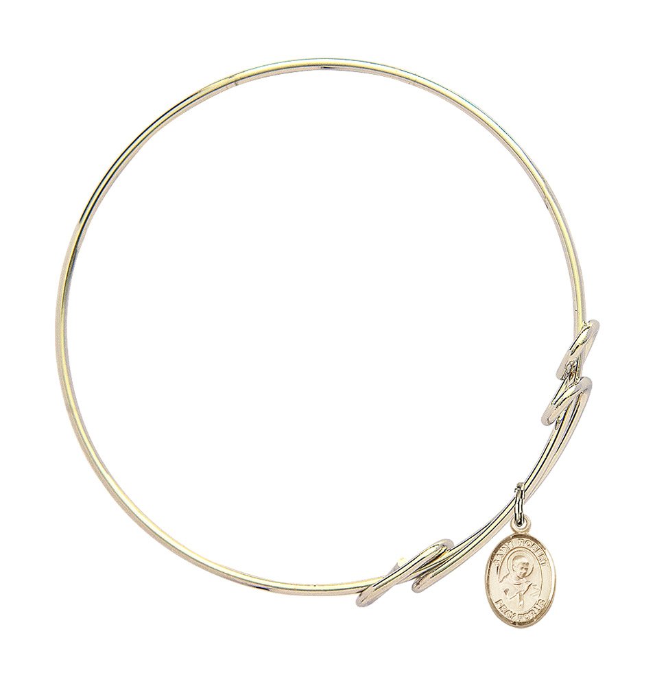 Gold-Filled Round Double Loop Bangle Bracelet with St. Robert Bellarmine - Elegant Religious Jewelry for Women, Perfect for Church, Weddings & Everyday Faith Accessories