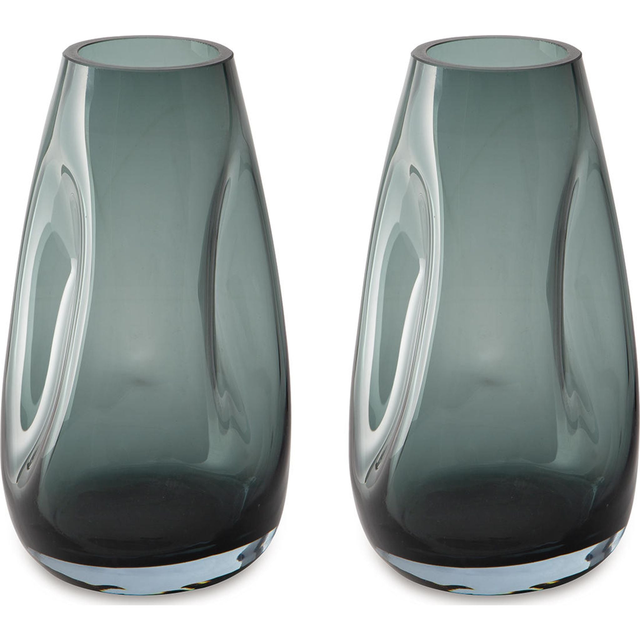 Beamund Glass Vase Set of 2 - Modern Home Decor for Flowers, Centerpiece, Wedding & Living Room Decorations