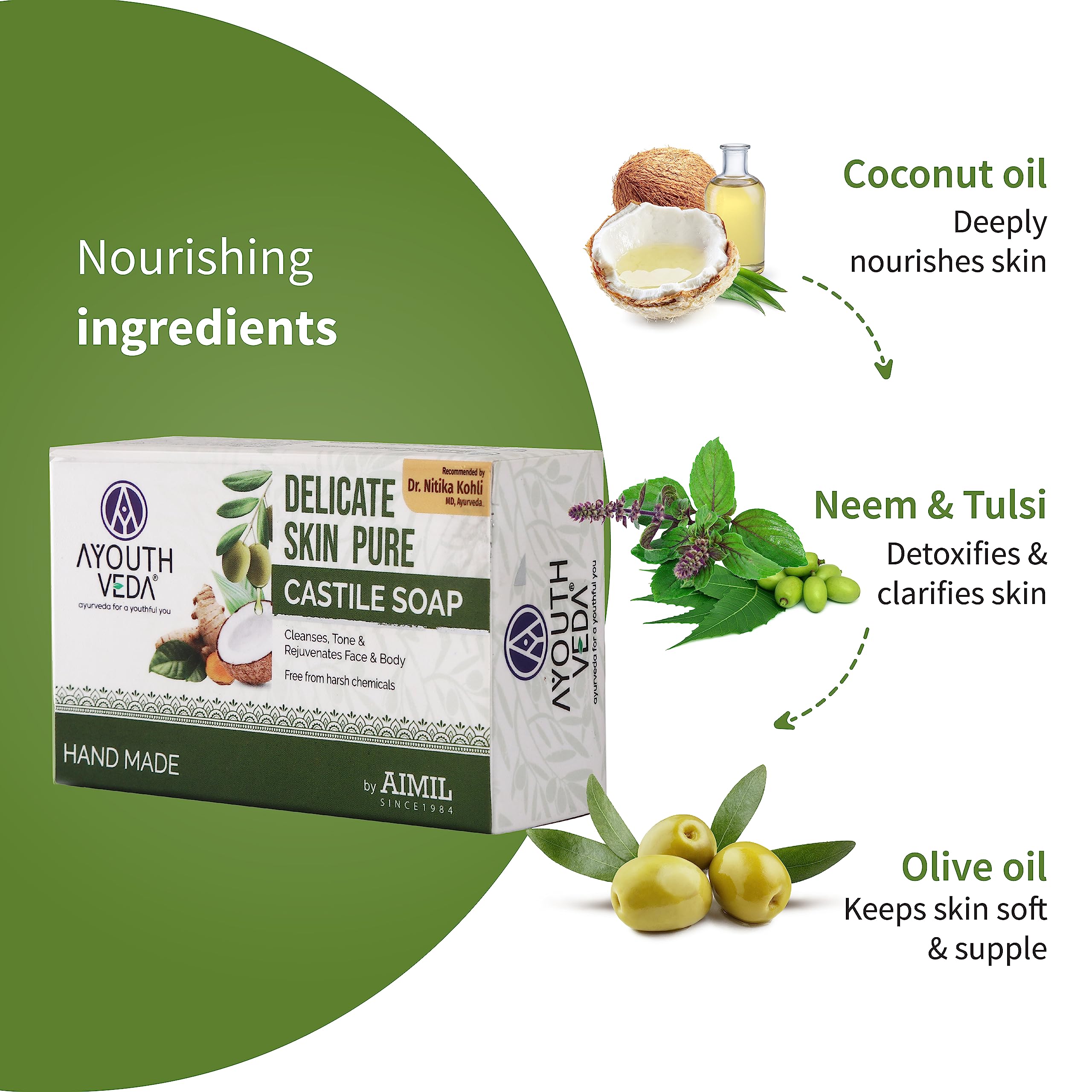 Ayurvedic Handmade Herbal Soap Set - Indian Clay Soap & Castile Soap for Sensitive Skin (3.5oz Each) | Natural Ingredients with Sandalwood Oil, Multani Mitti & Coconut Oil | Skin Brightening, Chemical-Free | Perfect for Daily Cleansing, Spa Days & Gift Giving