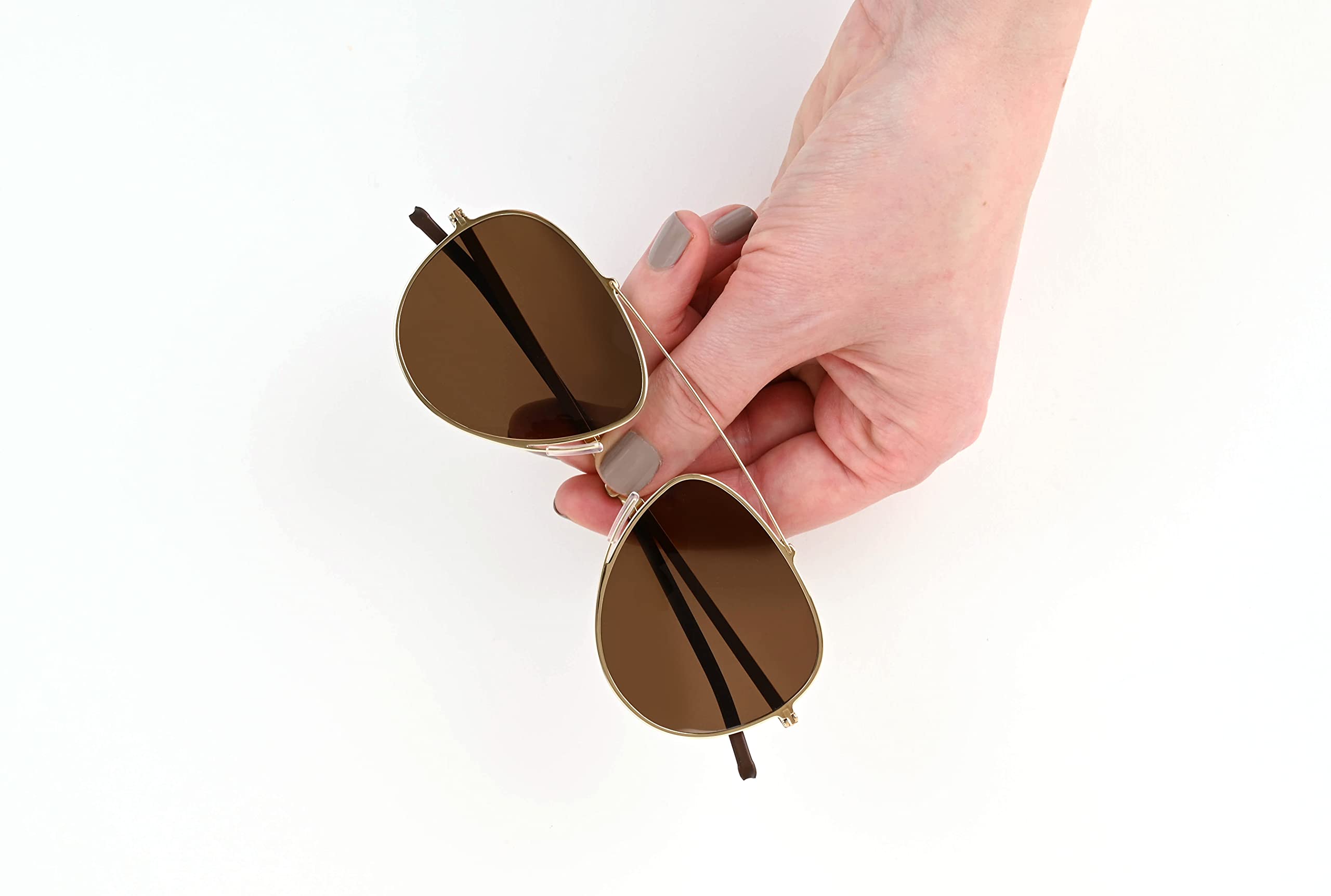 ThinOptics Milano Aluminum Case & Aviator Sunglasses - Gold Frame with Brown Lens (54mm) | Premium UV Protection for Driving, Travel & Outdoor Activities