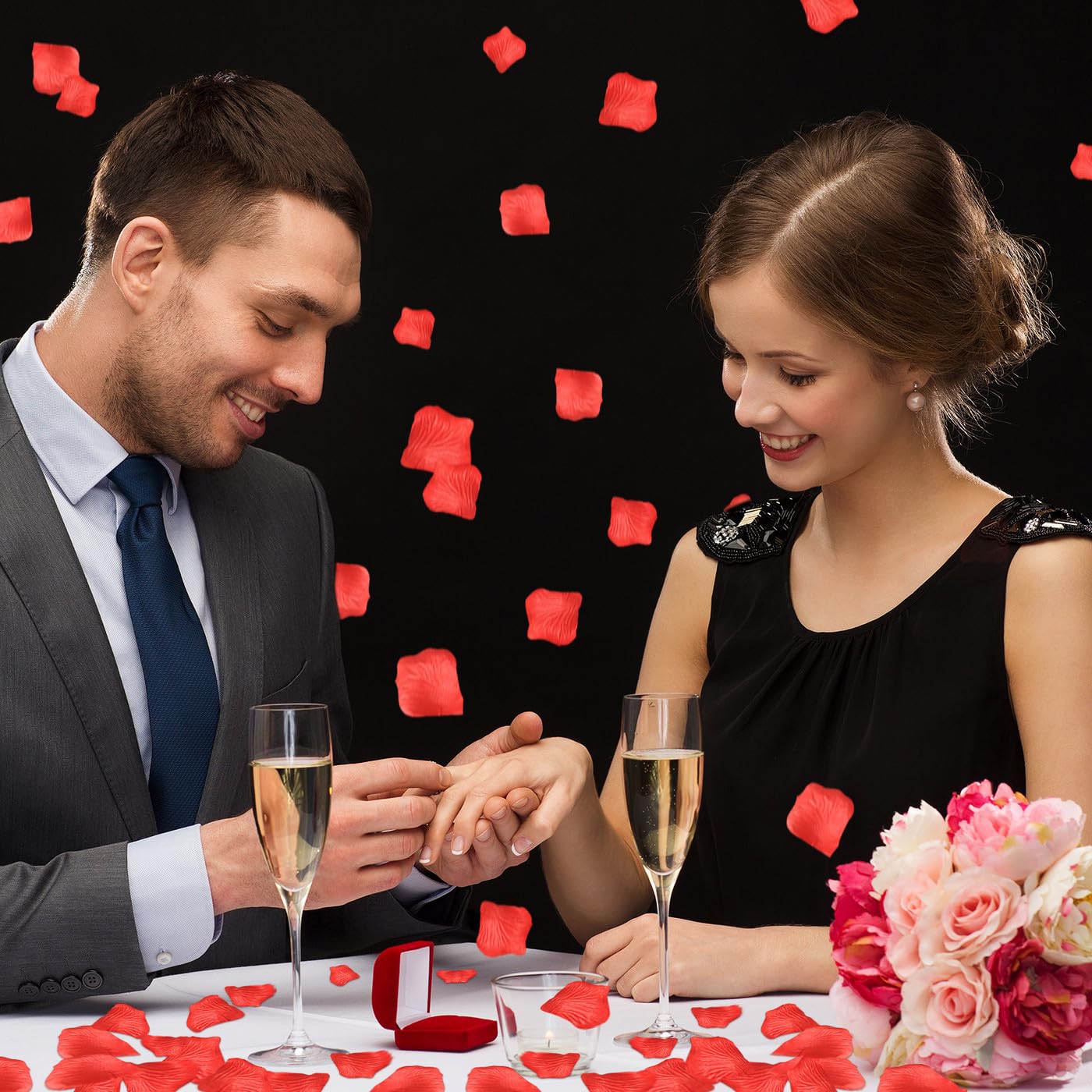 1500 PCS Artificial Silk Red Rose Petals - Bulk Fake Flower Petals for Wedding Decor, Romantic Night, Party, Engagement - Perfect for Aisle Scattering, Table Centerpieces, and Photo Backdrops