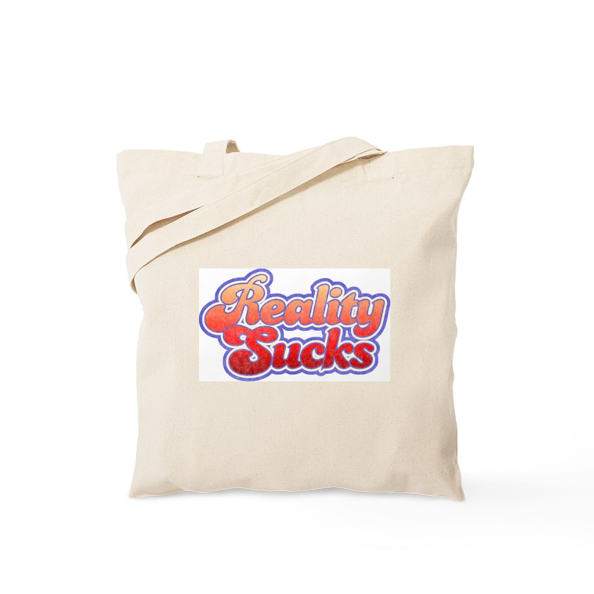 Reality Sucks Distressed Tote Bag - Natural Canvas Reusable Shopping Bag for Groceries, Beach & Everyday Use | Funny Slogan Tote | Eco-Friendly Cotton Tote Bag