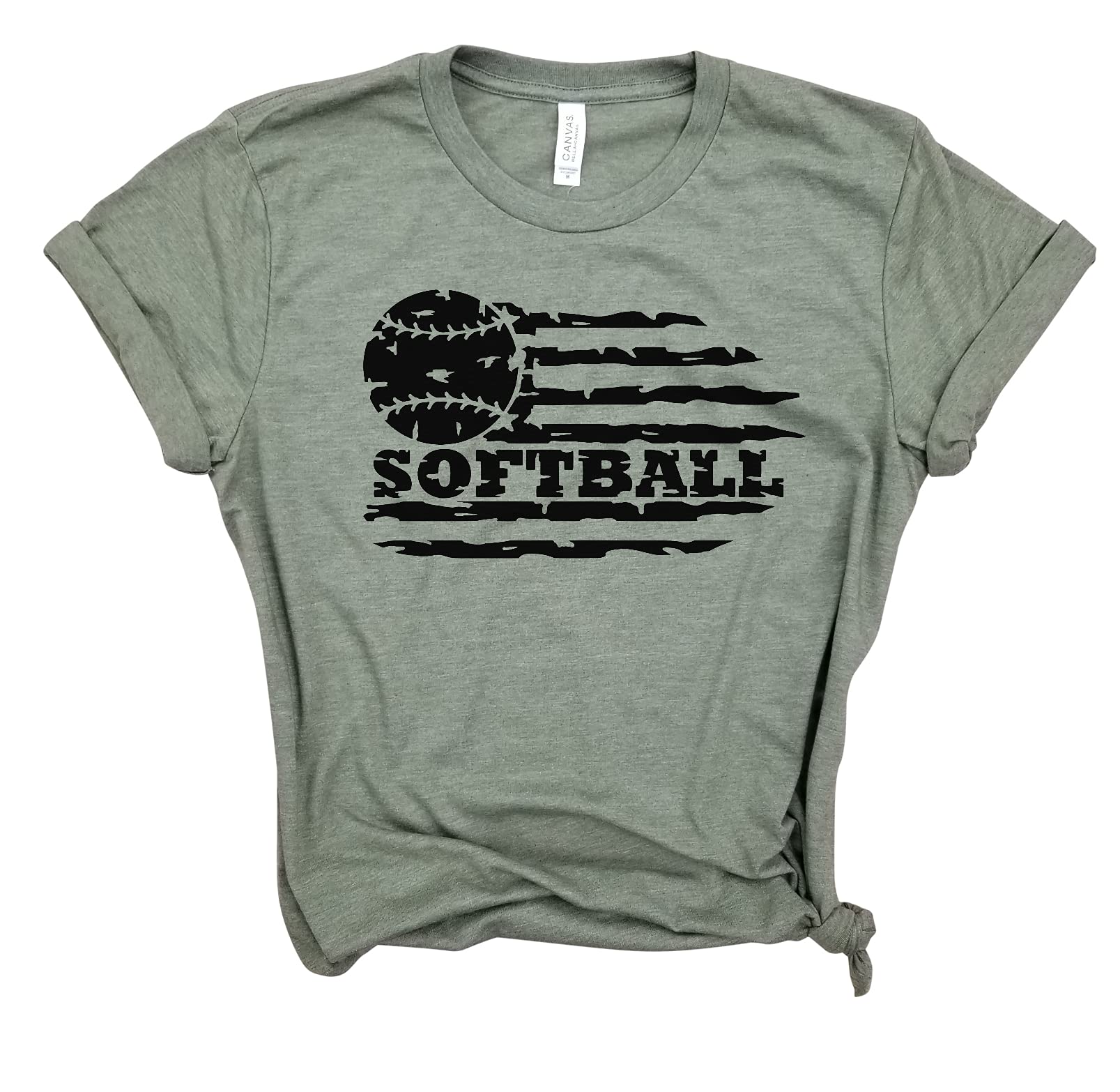 Softball Flag T-Shirt for Women - Softball Mom & Fan Gift - Game Day Shirt for Sports Moms - Perfect for Softball Games, Team Spirit & Mother's Day Gifts