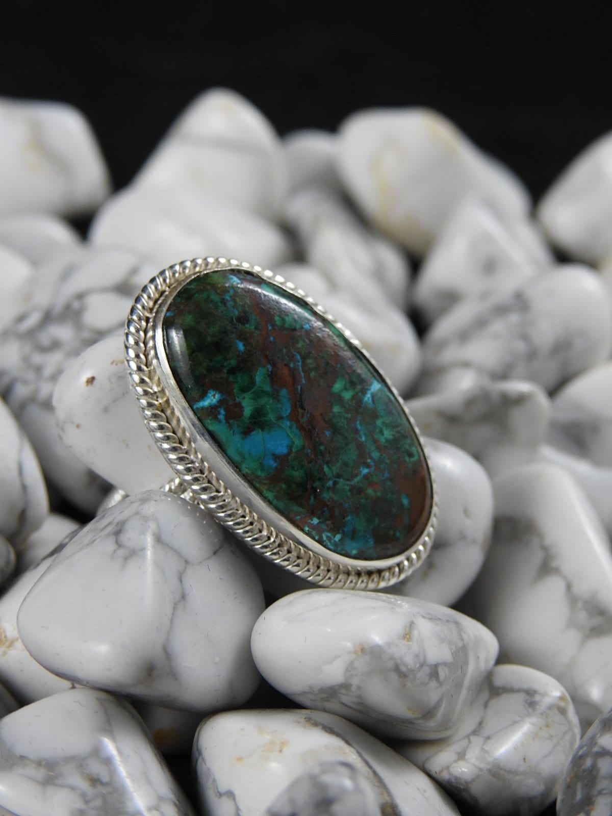 Chrysocolla Sterling Silver Ring for Women - Size 8.5 - Handmade Gemstone Jewelry - Perfect for Everyday Wear, Gifts & Special Occasions