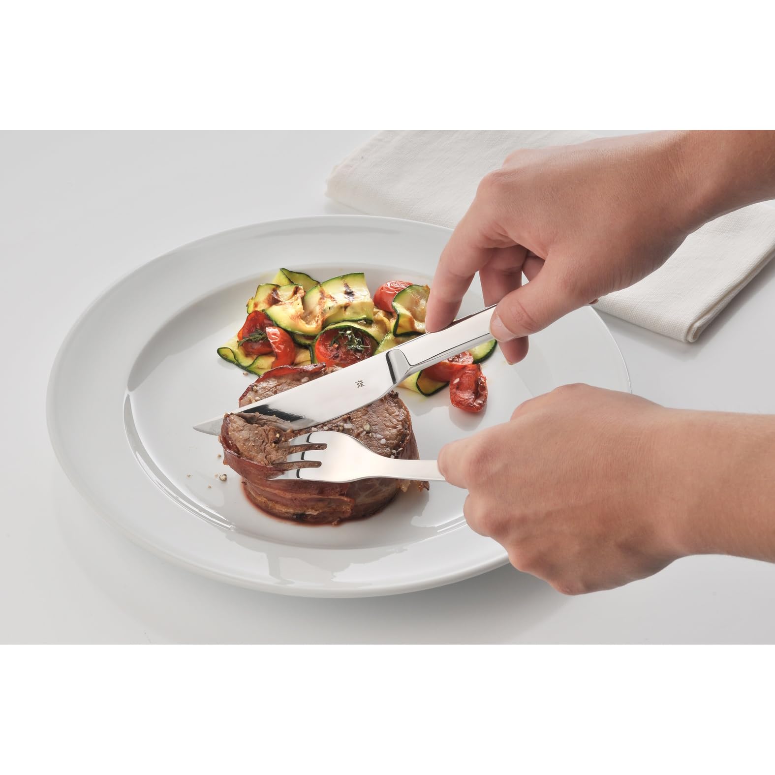 WMF 6-Piece Premium Stainless Steel Steak Knives Set - Sharp & Durable for Steak, Meat, BBQ, and Fine Dining