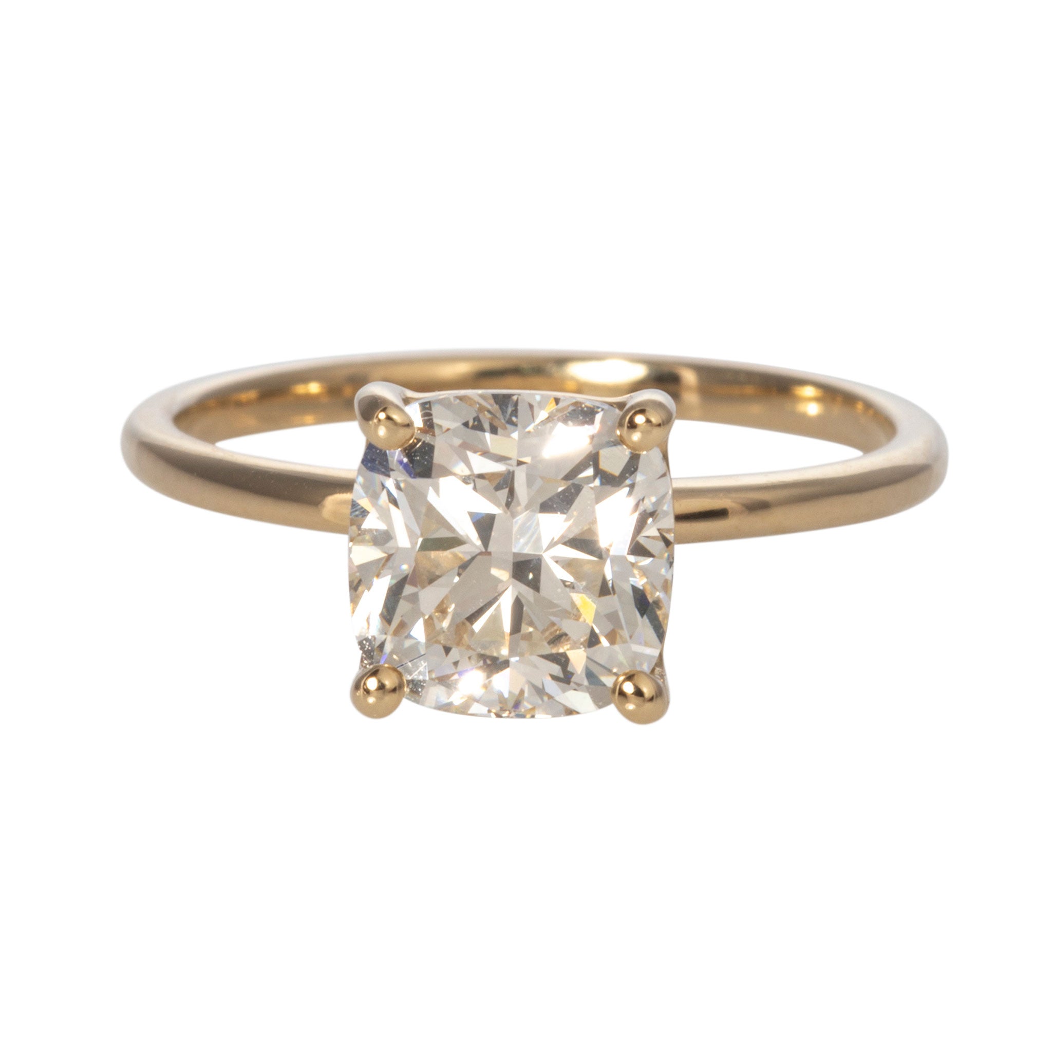 2.10ct J VS1 Cushion Cut Diamond Solitaire Engagement Ring in 14K Yellow Gold - Perfect for Proposals, Anniversaries & Bridal Jewelry