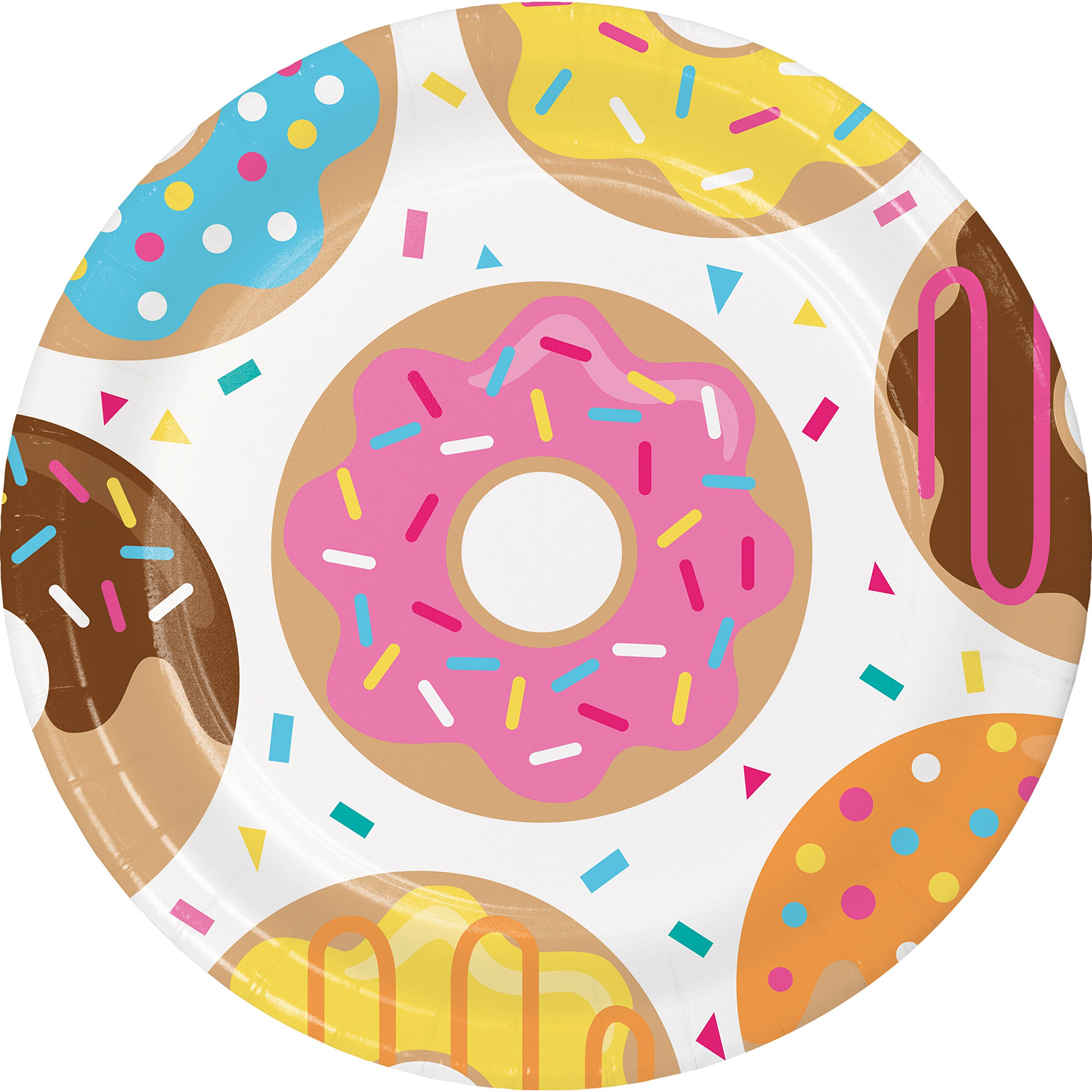 Donut Time Dinner Plates Set of 24 - Colorful Party Plates for Birthday, Baby Shower & Family Gatherings - Durable Paper Plates for Desserts, Snacks & Meals