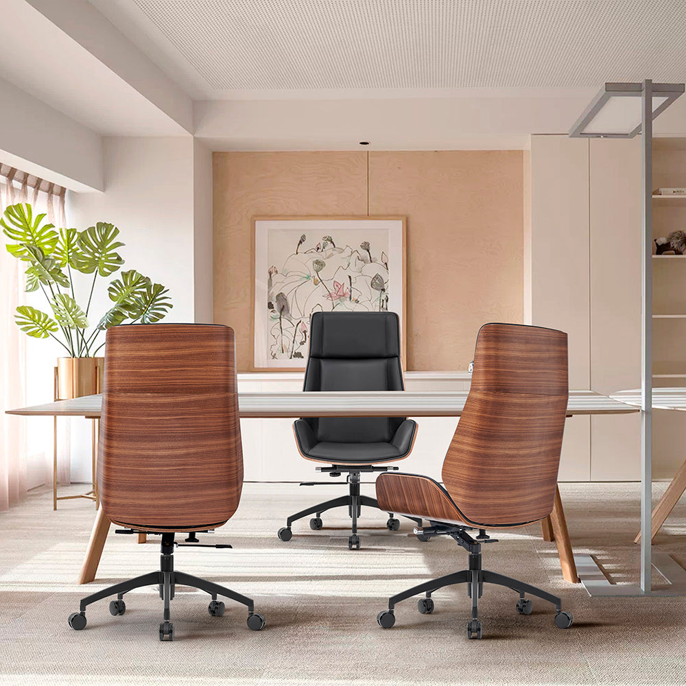 Ergonomic TYLER High Back Office Chair with Walnut & Black Finish - Perfect for Home Office, Gaming, and Workspace Comfort