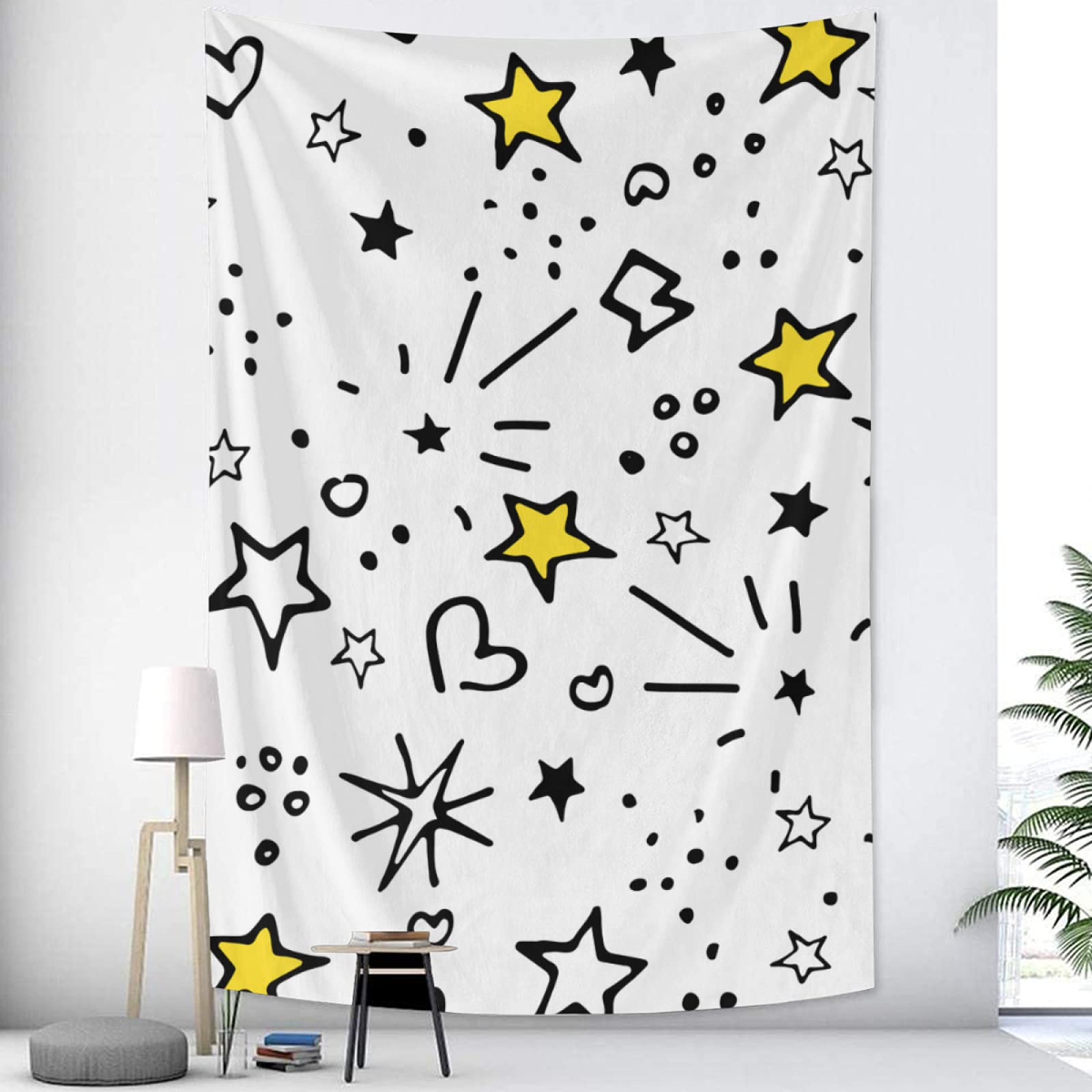 TropicalLife Hand-Drawn Star Wall Tapestry - 40x60 Inch Bohemian Bedroom Decor, Aesthetic Polyester Hanging for Living Room & Dorm - Perfect for Hippie Style, Meditation Spaces & Photo Backdrops