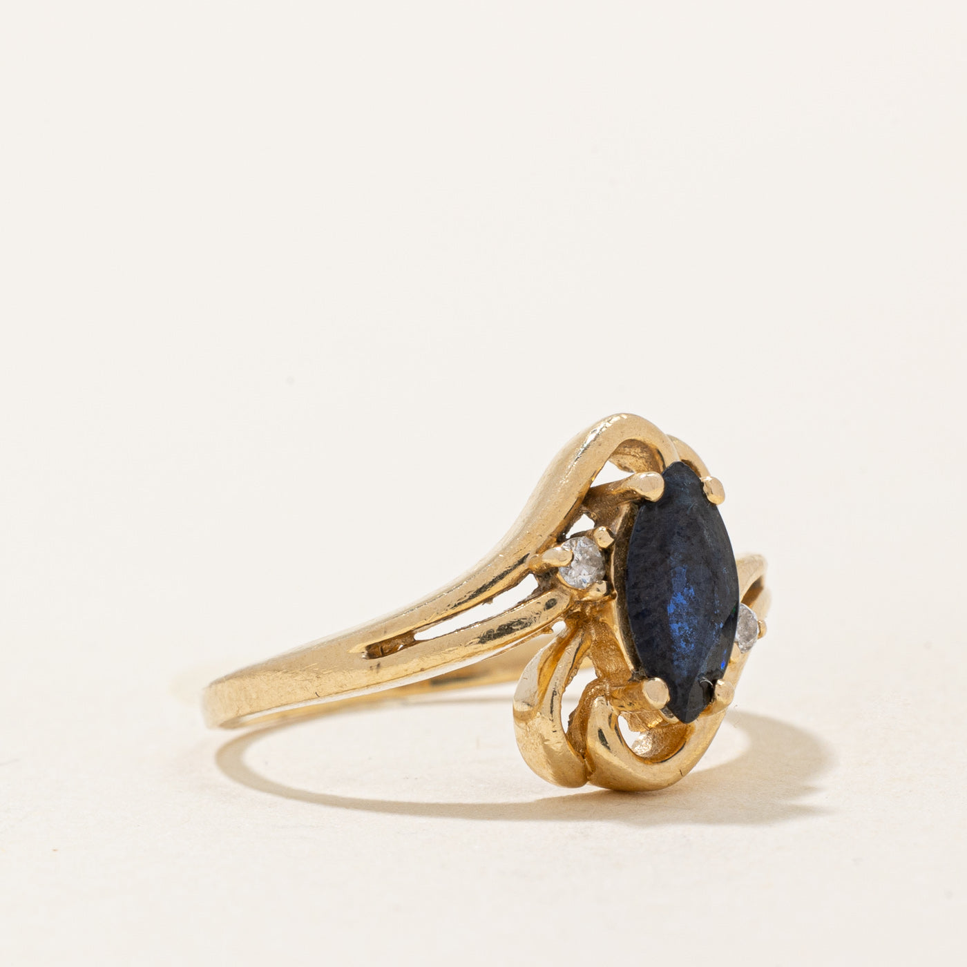 Exquisite 0.35ct Sapphire & 0.01ct Diamond Cocktail Ring - Size 4.25 | Elegant Women's Jewelry for Parties, Weddings & Special Occasions