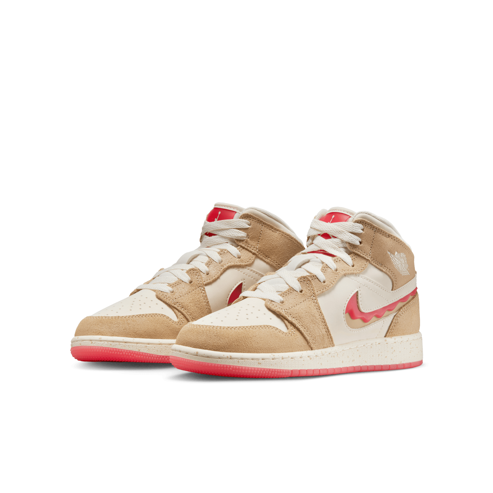 AIR JORDAN 1 MID SE (GS) PEANUT BUTTER & JELLY - Retro Basketball Shoes for Women & Girls - Perfect for Streetwear, Sneaker Collection & Casual Outfits