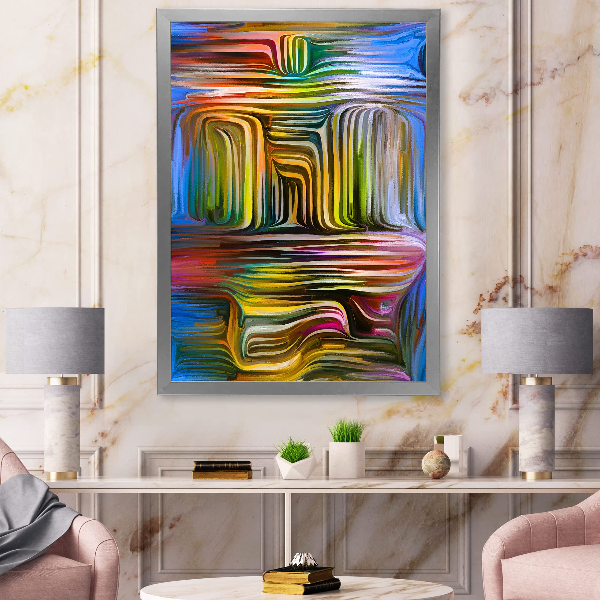 DesignQ Colour Fusion VIII Modern Framed Wall Art - Abstract Canvas Painting for Living Room, Bedroom & Office Decor | Premium Home & Office Wall Decorations