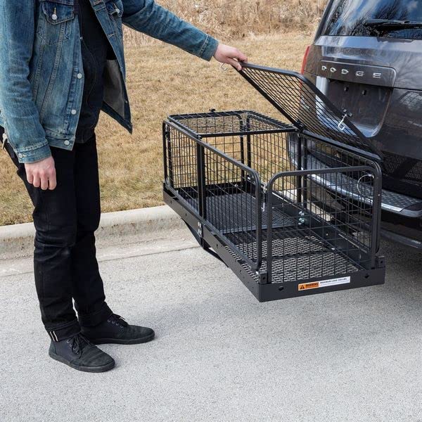 ELEVATE OUTDOOR Heavy-Duty Steel Cargo Carrier with Foldable Sides - Perfect for SUV, Truck & Road Trips | Secure Storage for Camping Gear, Sports Equipment & Travel Luggage