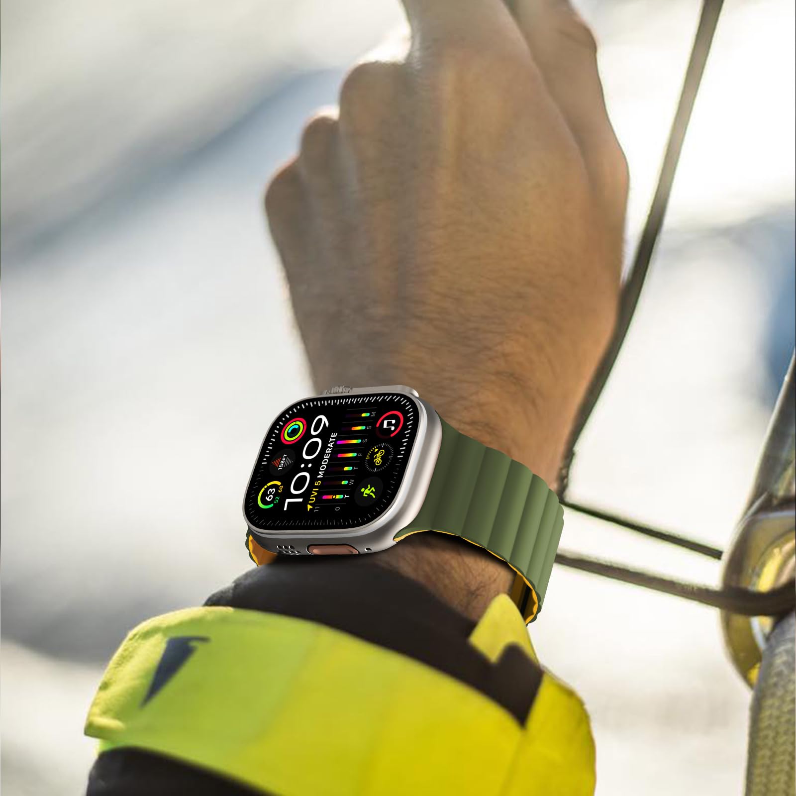 Premium Silicone Magnetic Apple Watch Band for Ultra 2/Ultra 49mm, Series 10 46mm, 9/8/7 45mm, SE2/SE/6/5/4 44mm - Sport Solo Loop for Men & Women - Perfect for Workouts, Running & Everyday Wear
