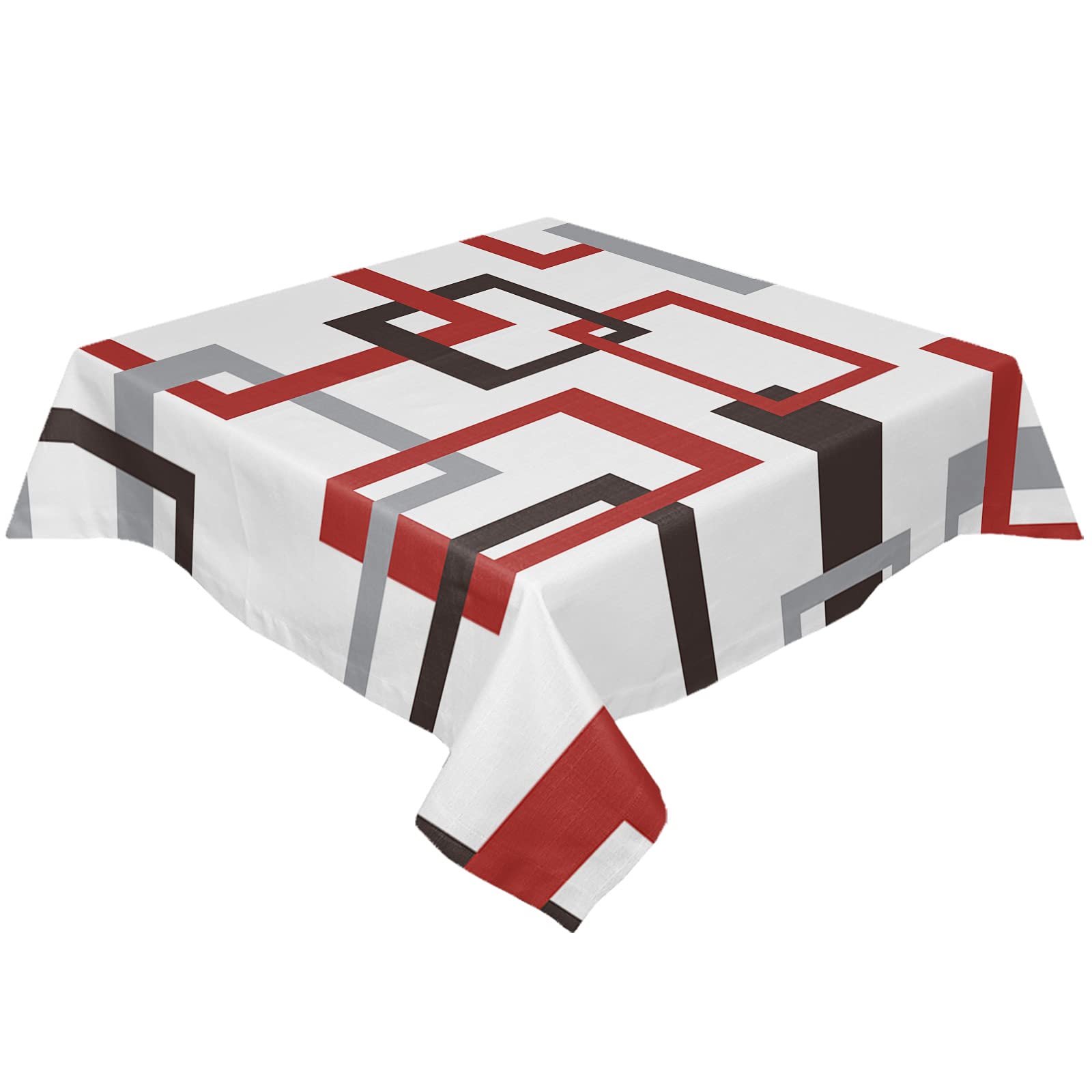 Abstract Geometric Maze Waterproof Stain Resistant Tablecloth - 54x54 Inch Round/Square Polyester Washable Table Cover for Dining, Parties, Camping | Mid Century Modern Home Decor & Outdoor Picnic Essential
