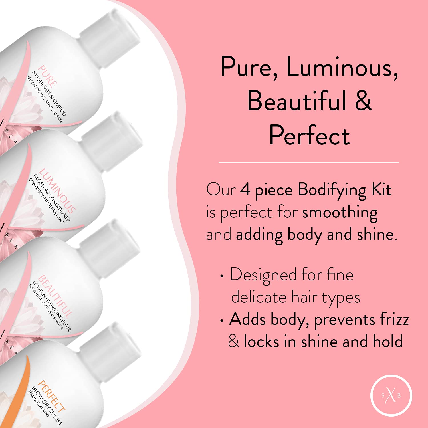 4-Piece Volumizing & Smoothing Hair Care Kit for Fine Hair - Adds Body & Shine for Thin, Flat Hair - Perfect for Daily Styling & Salon-Like Results at Home