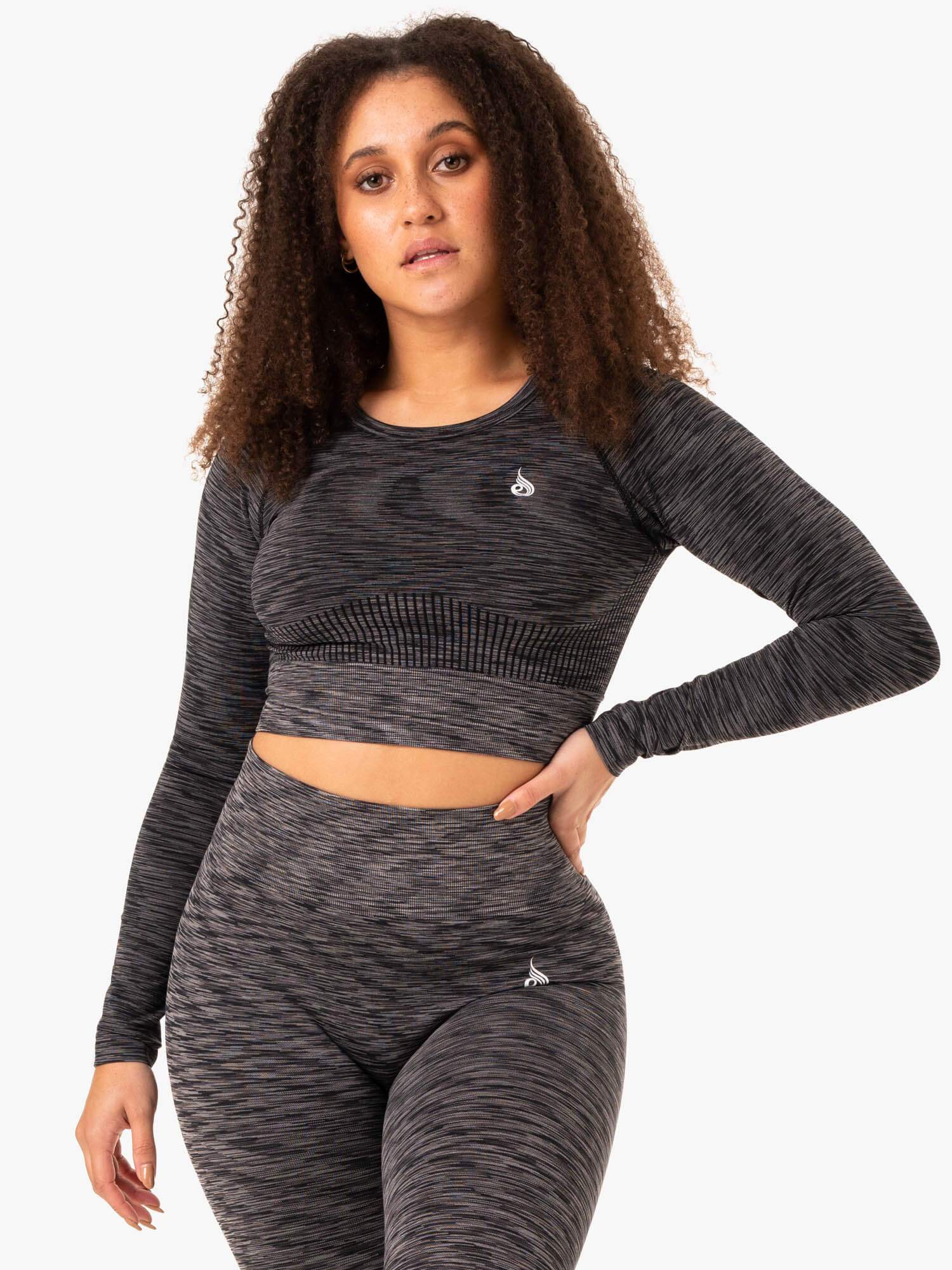 Evolve Seamless Long Sleeve Top for Women - Soft Stretchy Workout Shirt, Yoga & Gym Essential - Black
