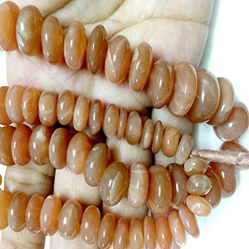 Premium Moonstone Roundel Beads - Chocolate, Peach & White Moonstone Polished Gemstone Beads for Jewelry Making | DIY Necklace, Bracelet & Craft Projects