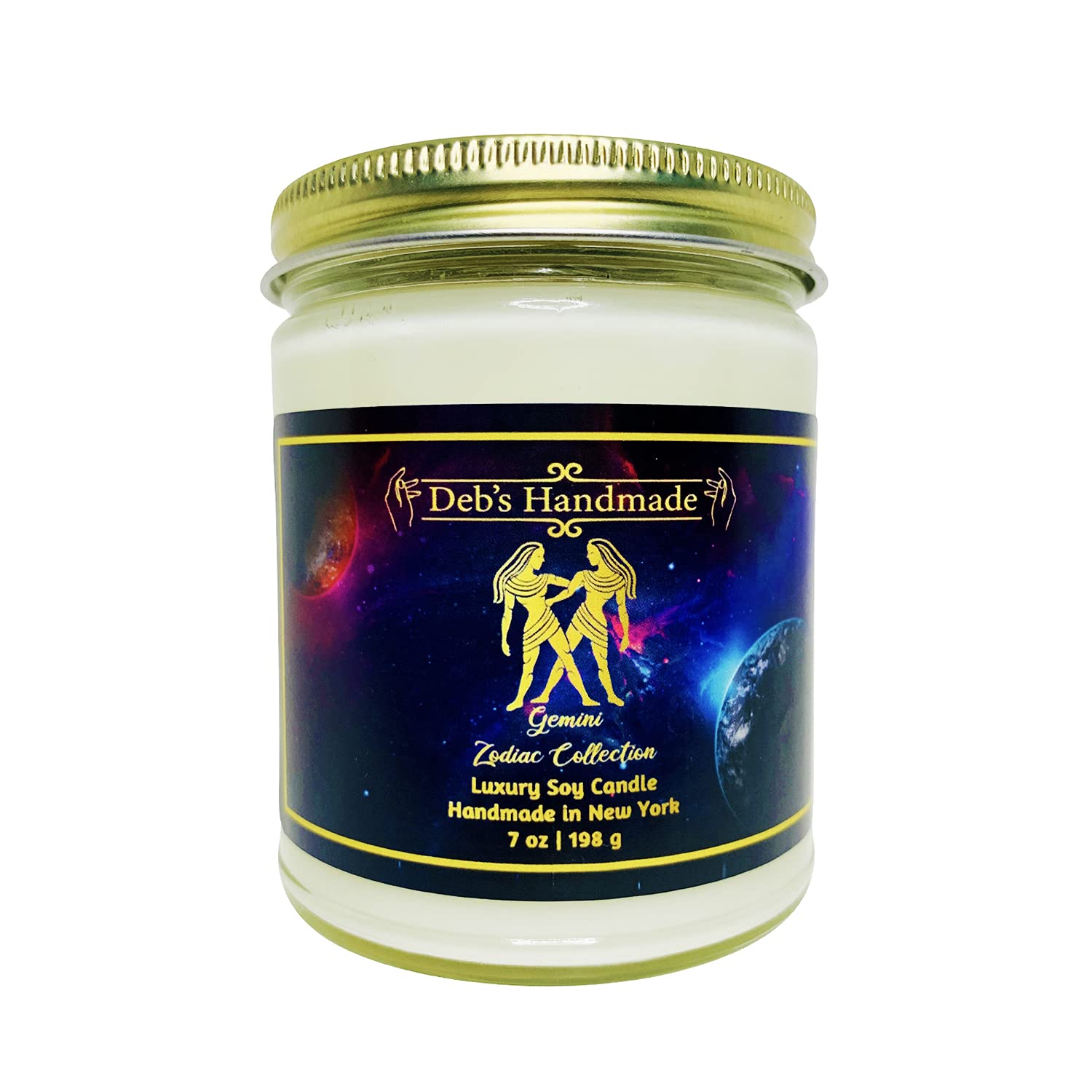 Gemini Soy Wax Candle - Natural Zodiac Gift for Home Decor | Birthday & Housewarming | Peach Bellini Scent for Relaxation