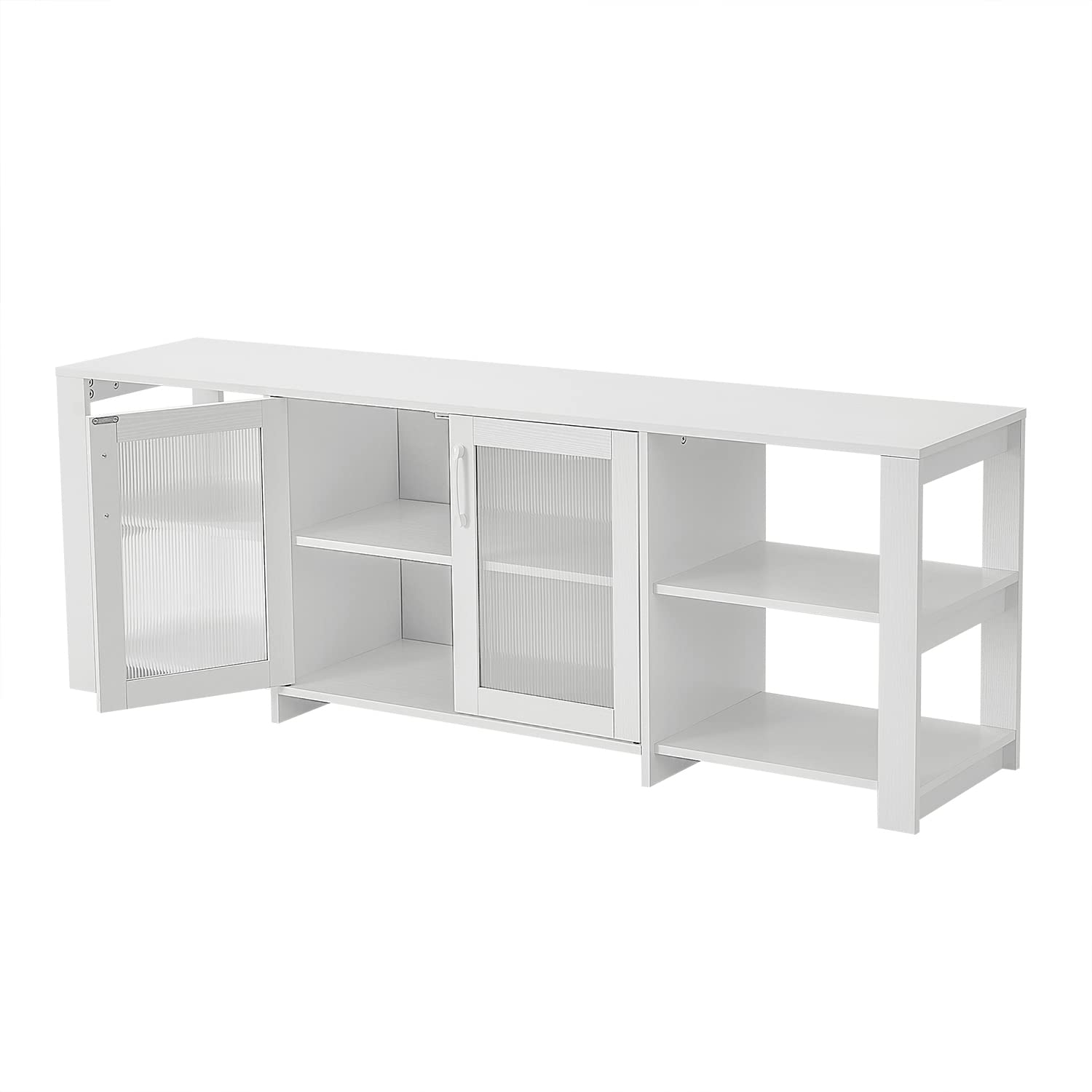 Panana 70 Inch TV Stand with 2 Doors & 4 Storage Cubby - Modern Entertainment Center TV Console for Living Room & Bedroom - Perfect for Organizing Media Devices & Home Decor (White) - Ideal for Small Spaces & Apartment Living