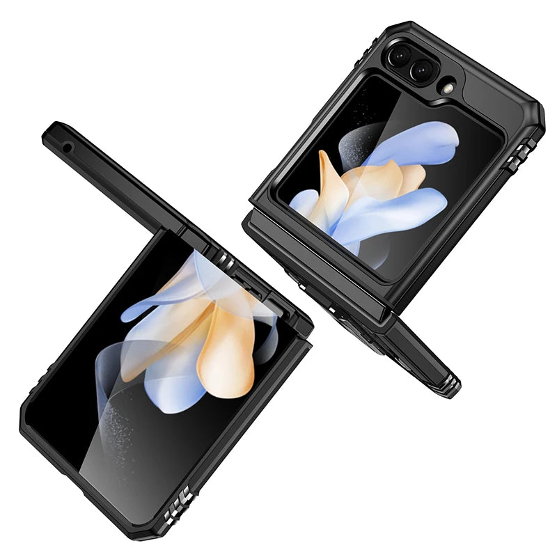 Samsung Galaxy Z Flip 6 Rugged Armor Case with Slide Window Lens - Shockproof Protective Cover for Outdoor Activities & Daily Use