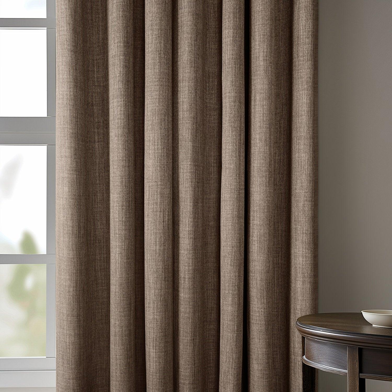 Premium Dutch Cocoa Extra Wide Textured Faux Linen Blackout Curtains - Thermal Insulated Window Drapes for Living Room, Bedroom & Nursery - Noise Reducing & Light Blocking Home Decor