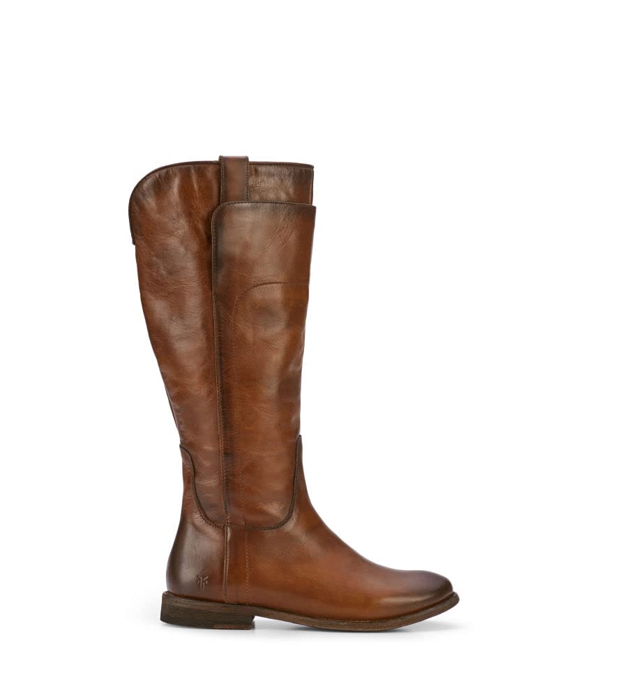 Frye Paige Tall Riding Boots for Women - Genuine Antiqued Italian Leather, Overlapping Front Panels, Stacked Heel - 16