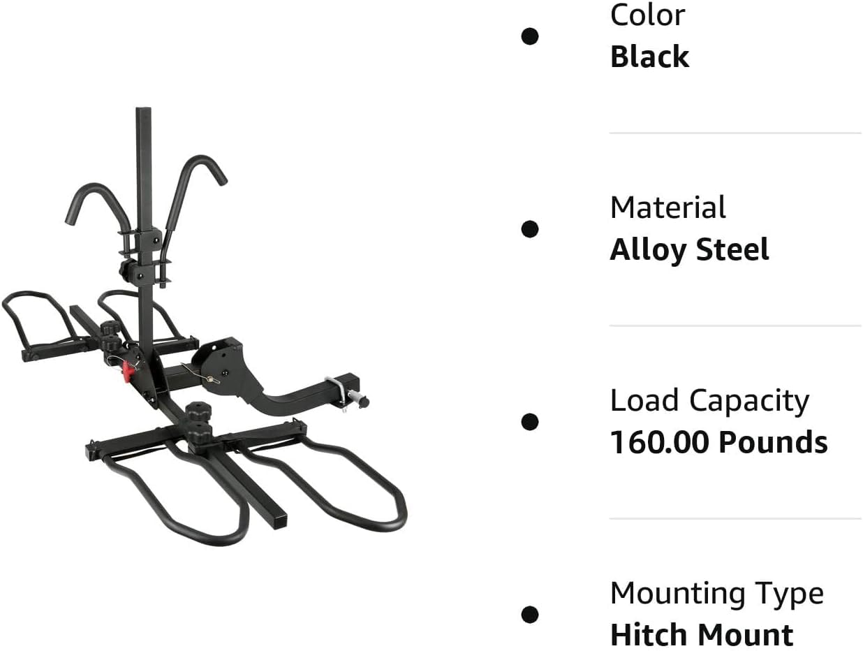 WEIZE Hitch Bike Rack - Wobble Free Smart Tilting Folding Bicycle Carrier for Standard, Fat Tire & Electric Bikes - 2-Bike Capacity (160 lbs) for 2-inch Receiver - Perfect for Road Trips, Camping & Outdoor Adventures