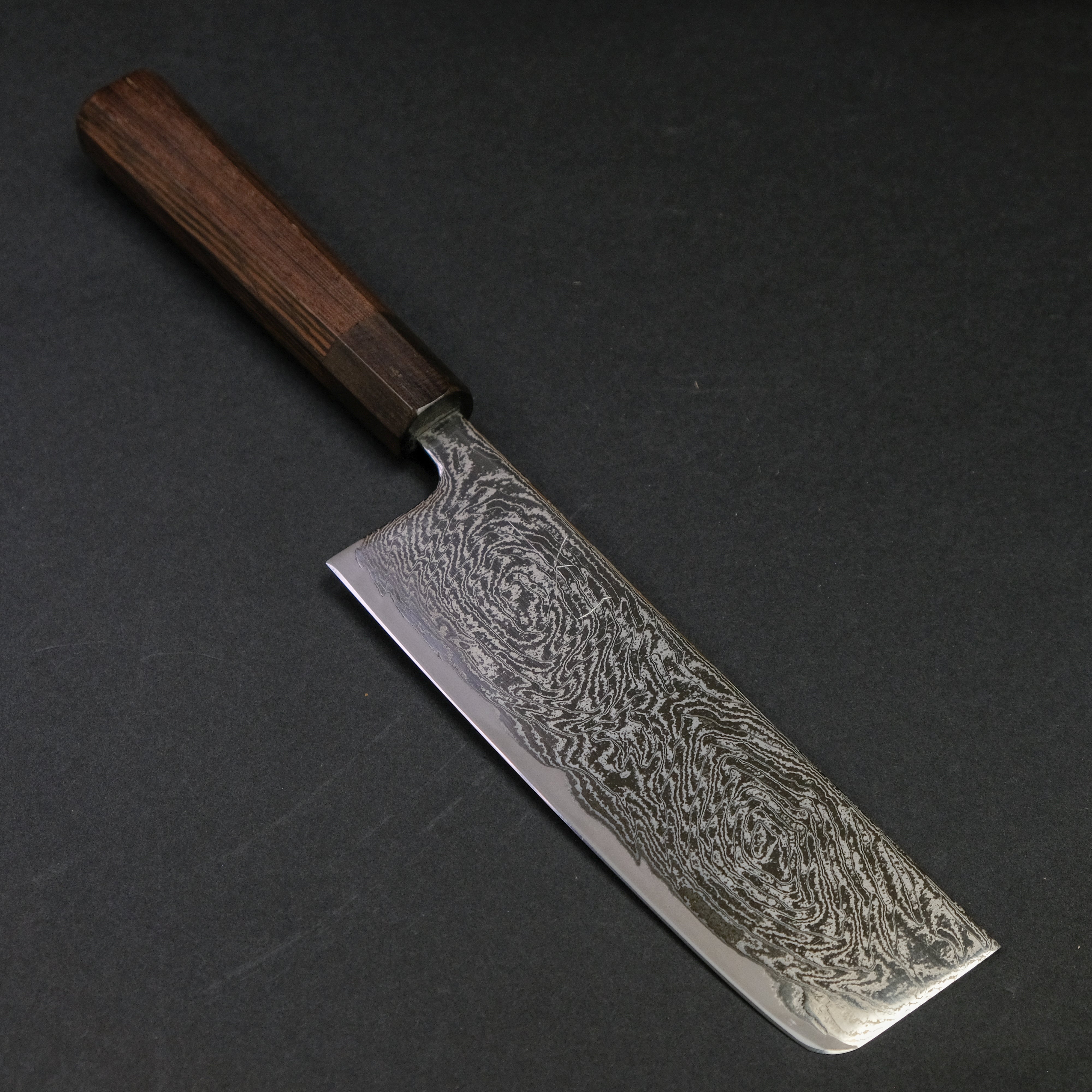 Hitohira Futana Nickel Damascus Nakiri Knife 165mm - Japanese Chef Knife with Tagayasan Wood Handle - Perfect for Slicing Vegetables, Fruits & Herbs in Professional & Home Kitchens