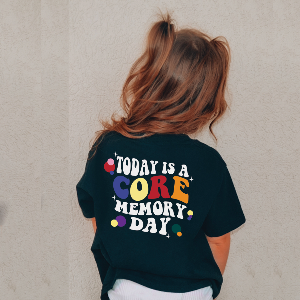 Core Memory Day Kids T-Shirt with Back Logo - Fun Graphic Tee for Boys & Girls - Perfect for Family Events, Birthdays & Casual Wear