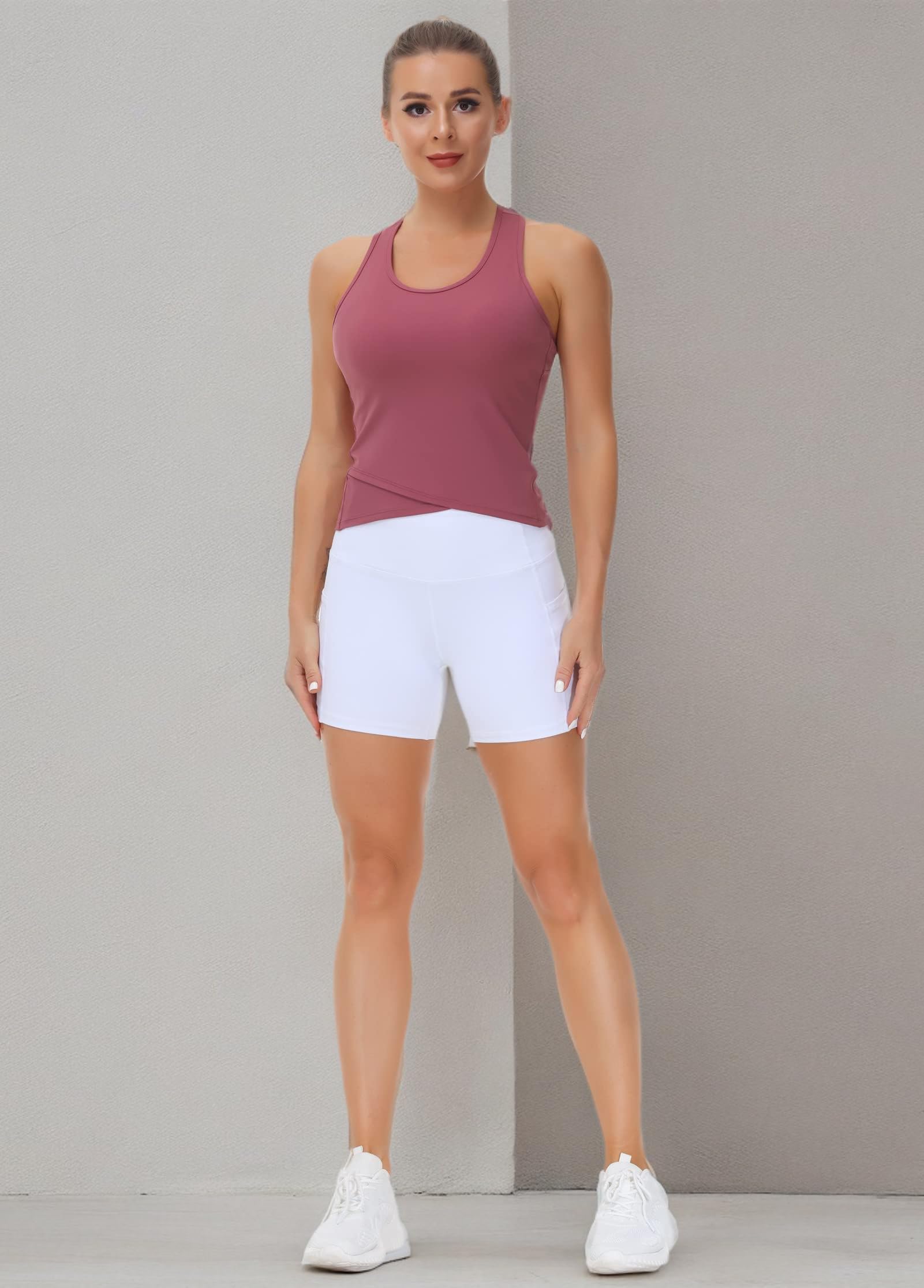 THE GYM WOMEN'S RACERBACK WORKOUT TANK TOP WITH BUILT-IN BRA | SLEEVELESS SLIM FIT ATHLETIC SHIRT | FOR GYM, YOGA, RUNNING & FITNESS TRAINING