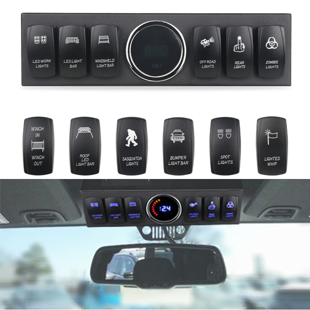 6-Switch Pod Toggle Switch Panel - Overhead and Source Control System Box with Wiring Harness Kit (Blue) | Perfect for Car, Boat, RV & Off-Road Vehicle Customization