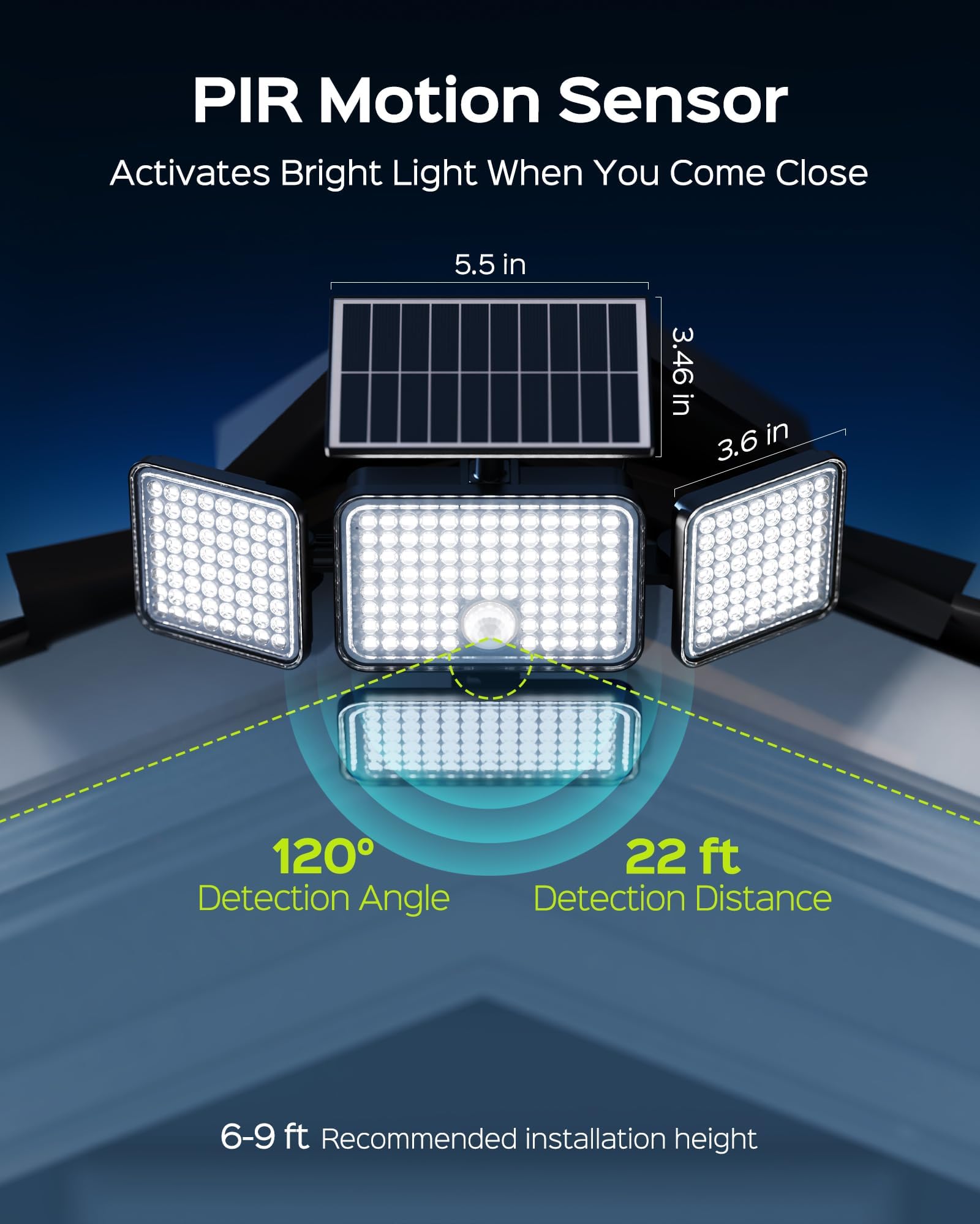 JACKYLED Solar Lights for Outside - 304 LED 8500K Bright Motion Sensor Outdoor Lights, 4 Adjustable Heads 3 Mode Solar Flood Lights, IP65 Waterproof LED Security Lights for Yard, Patio, Wall, Garden, Driveway (2 Pack)